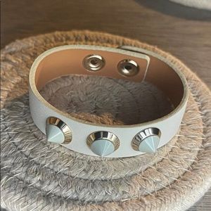 Gray Spiked Leather Bracelet